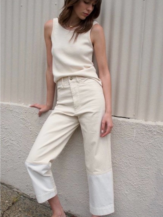 Micaela Greg Pants - Micaela Greg Seamed Jean Ivory Patch XS